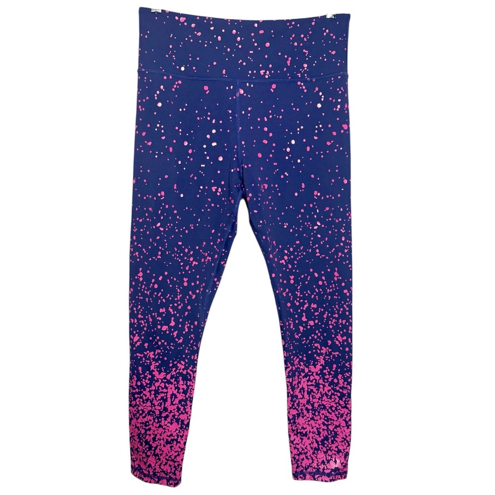 ZYIA ACTIVE Navy Pink Splash Light n Tight Hi Rise 7/8 Leggings Size 8-10‎